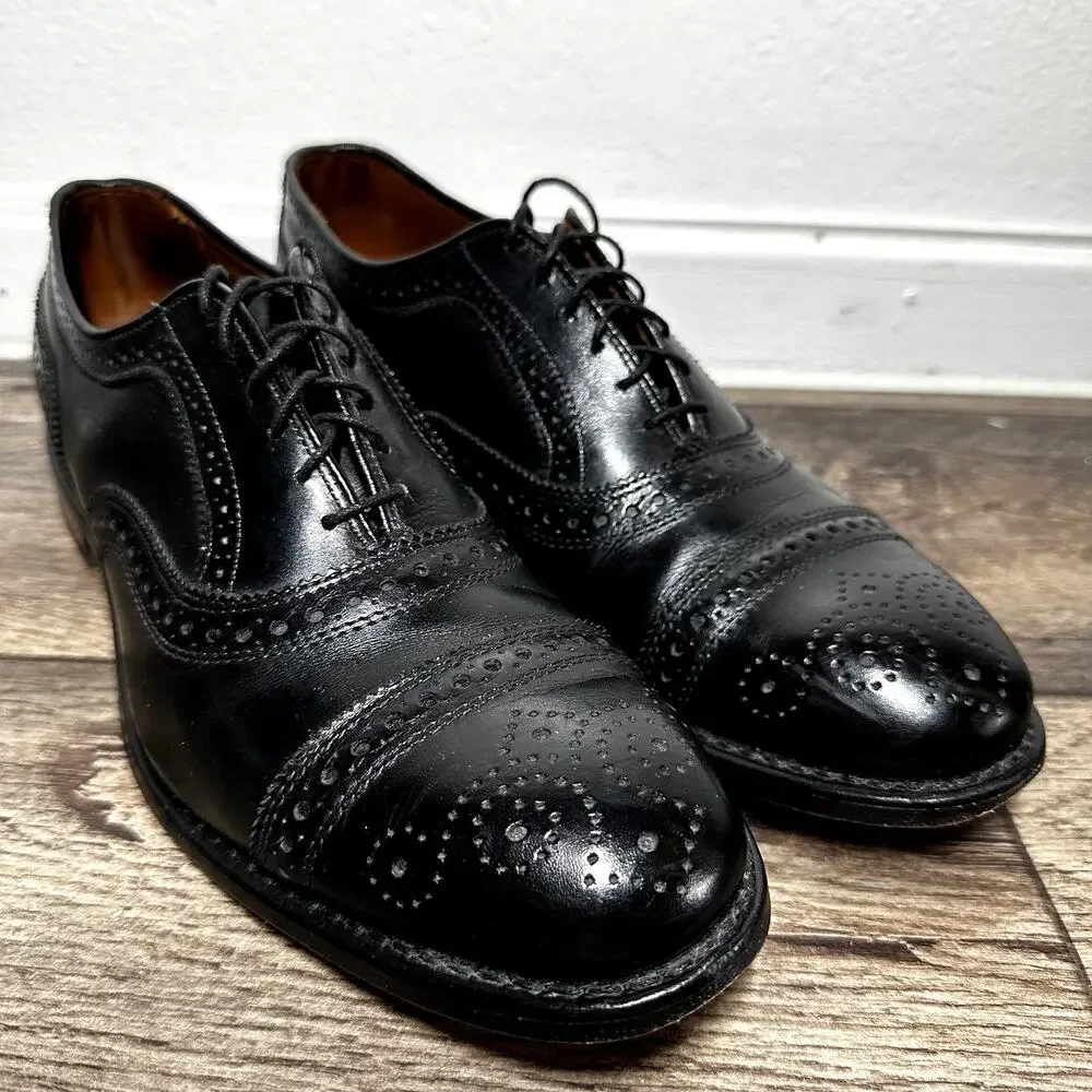 Allen Edmonds Strand Oxford Made in USA Shoes Cap Toe Lace Up Leather Black 9